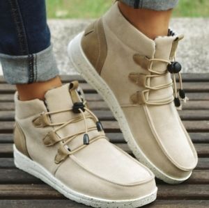 Beige Laced-Front Ankle Boot Women 8M